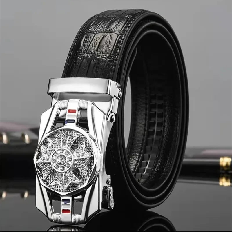 Cinturón Caballero Imperial – Hebilla Automática con Detalles Brillantes