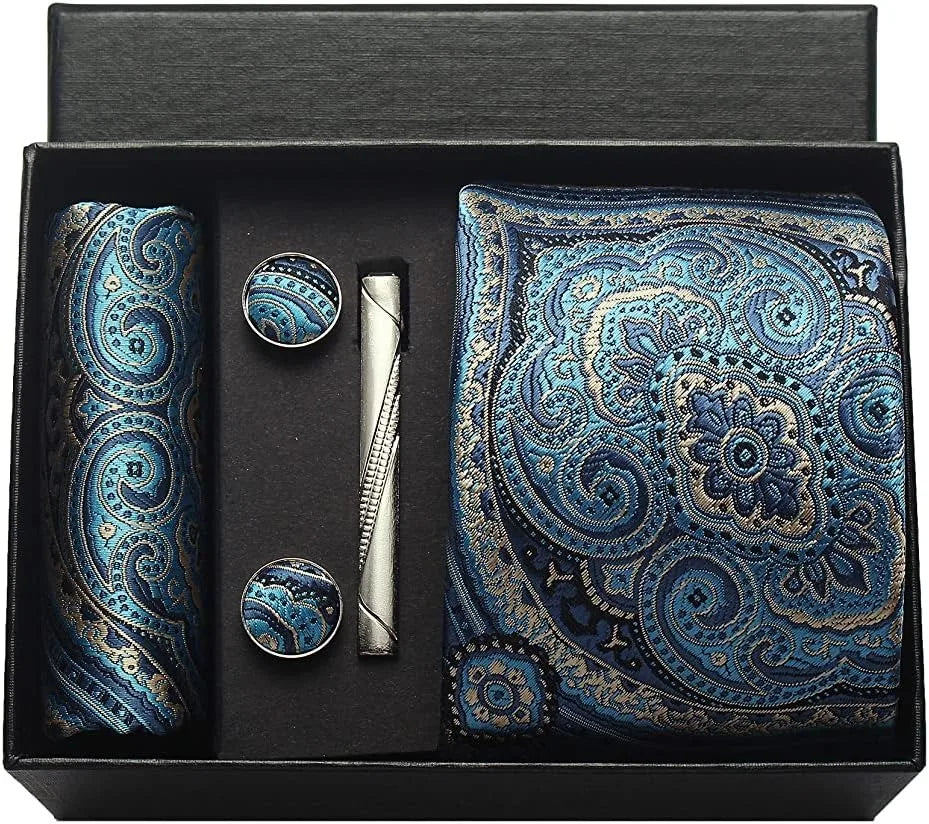 Set de Corbata Nobleza Real Paisley de Seda para Caballero – 5 Piezas