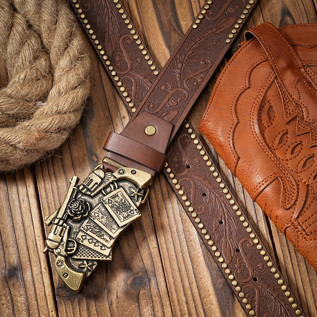 Cinturón Vaquero Retro de Cuero | Estilo Cowboy Western con Hebilla Metálica