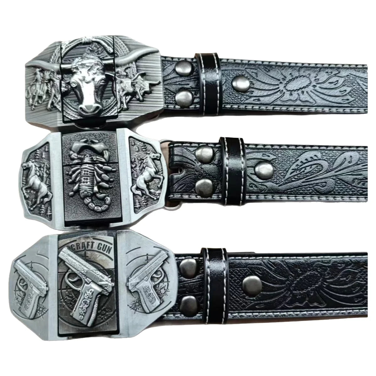 Cinturón Western Punk Rock con Hebilla Decorativa