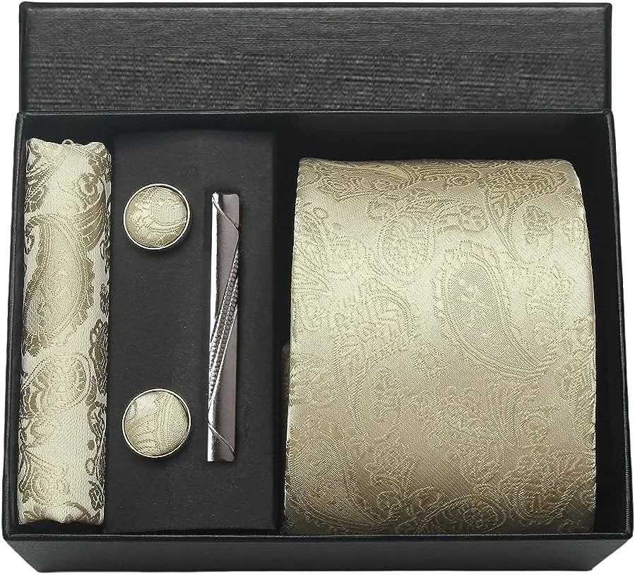 Set de Corbata Nobleza Real Paisley de Seda para Caballero – 5 Piezas