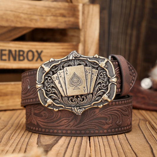 Cinturón Ranchero Vintage con Remaches | Hebilla Western de Estilo Clásico