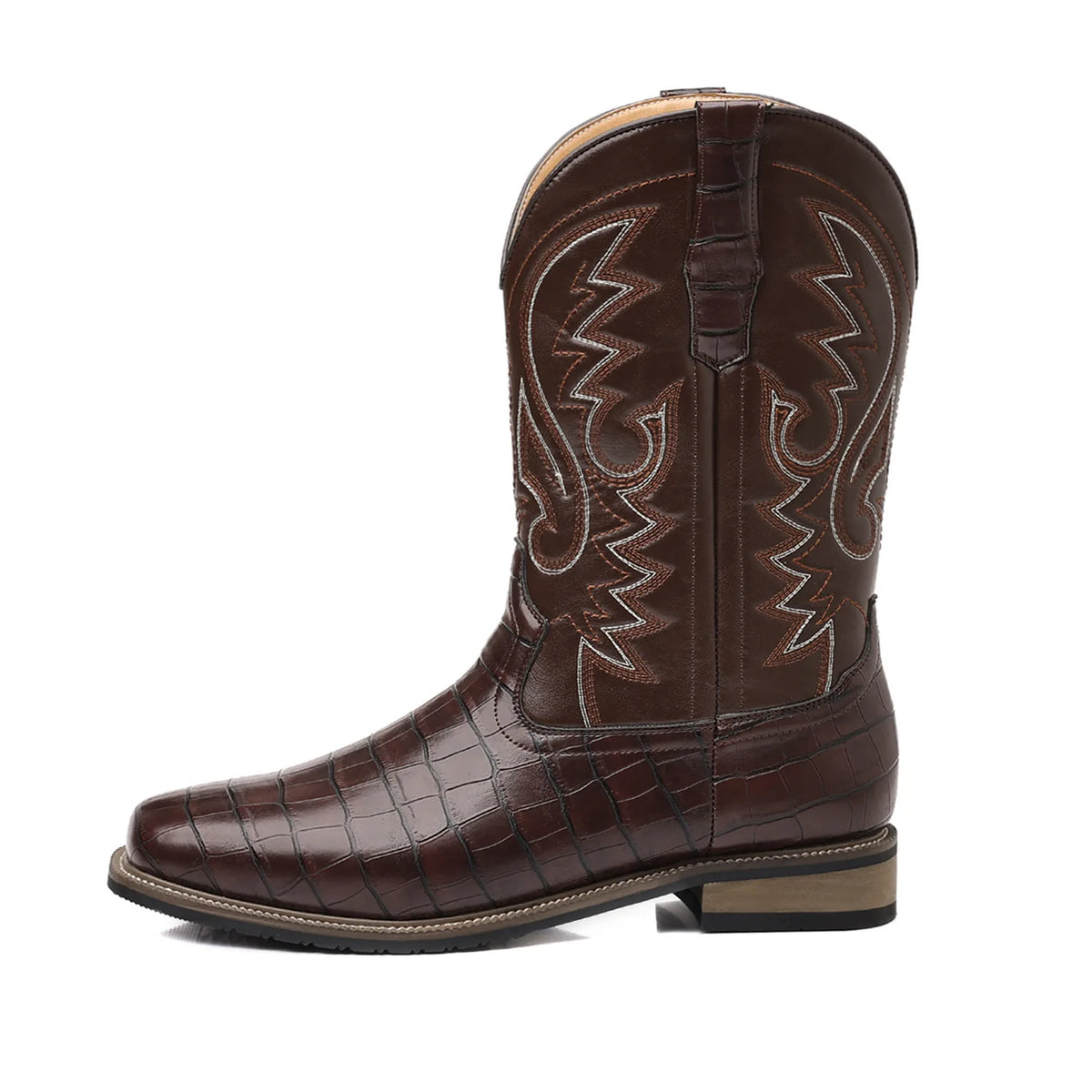 Botas Western Bordadas con Textura de Cocodrilo