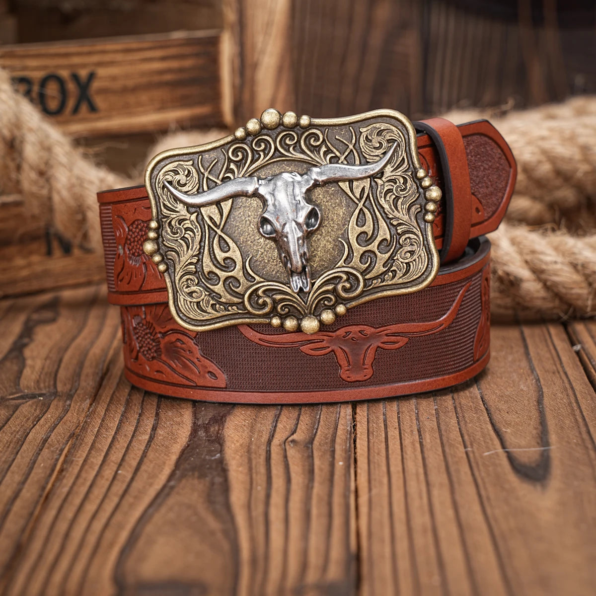 Cinturón Ranchero Clásico con Hebilla Metálica | Estilo Western Vintage