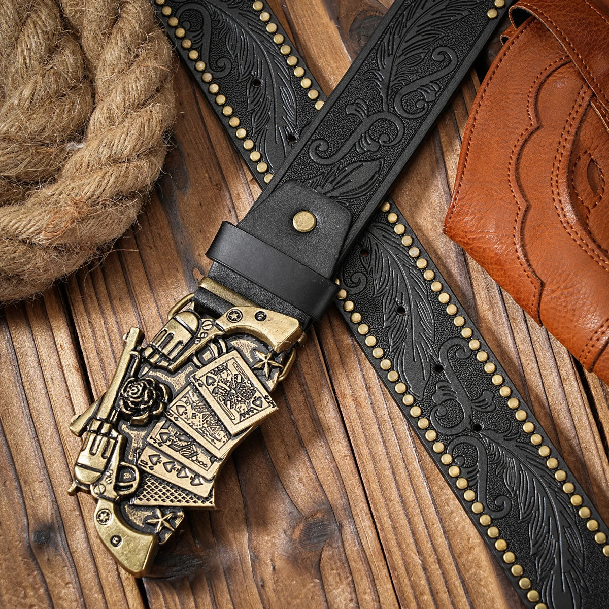 Cinturón Vaquero Retro de Cuero | Estilo Cowboy Western con Hebilla Metálica