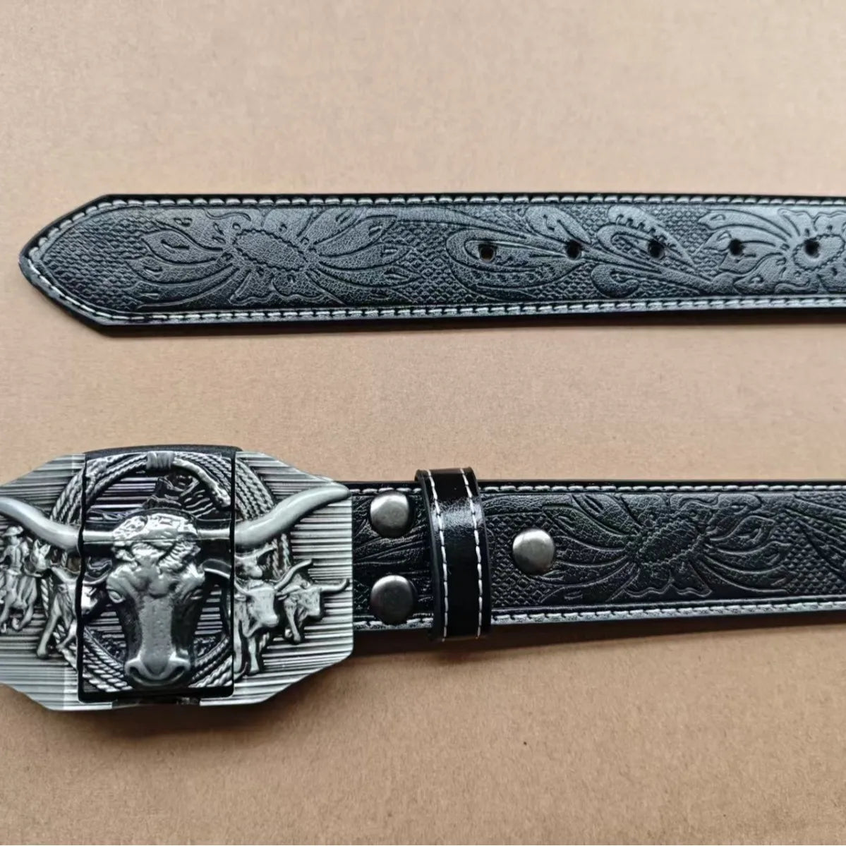 Cinturón Western Punk Rock con Hebilla Decorativa