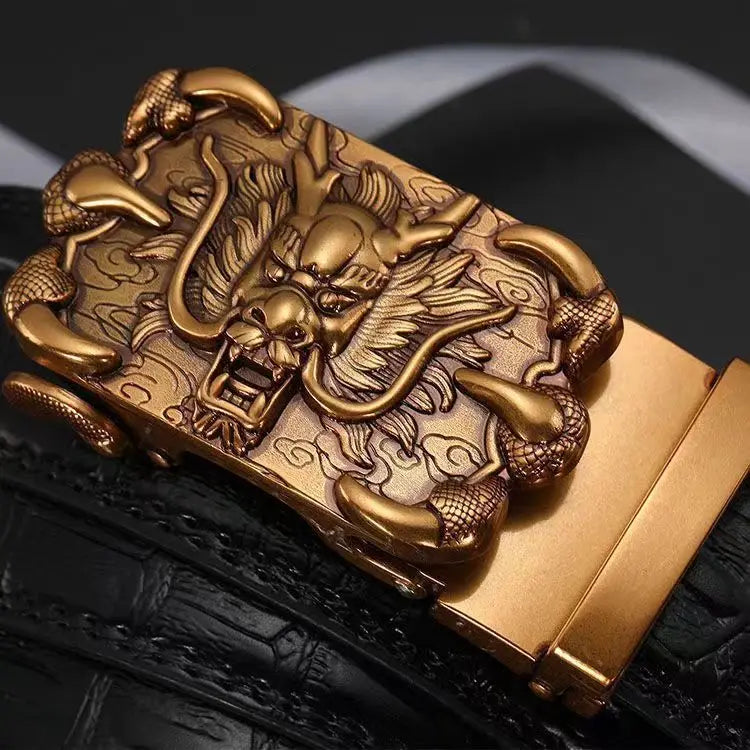 Cinturón Caballero Legendario – Hebilla Automática con Diseño Dragón