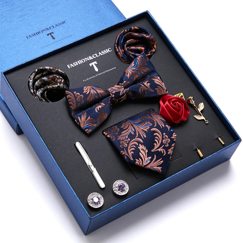 Set de Corbata Floral de Lujo para Caballero – 4 Piezas