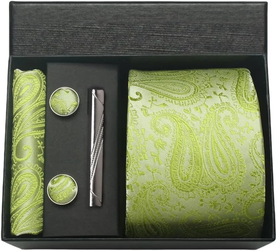 Set de Corbata Nobleza Real Paisley de Seda para Caballero – 5 Piezas