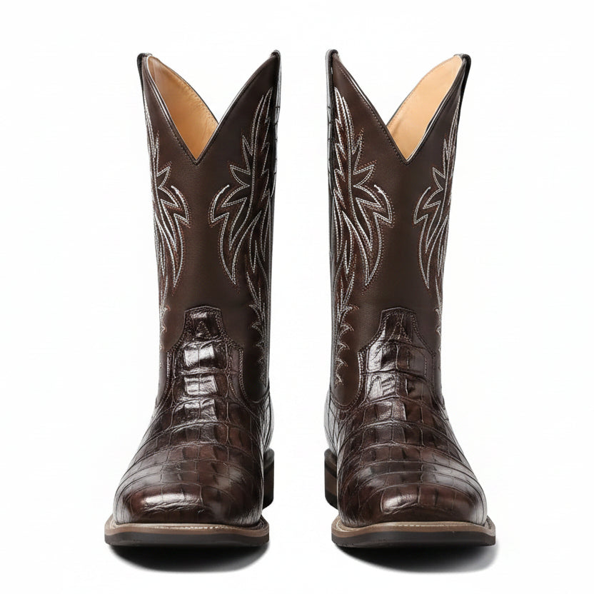 Botas Western Bordadas con Textura de Cocodrilo
