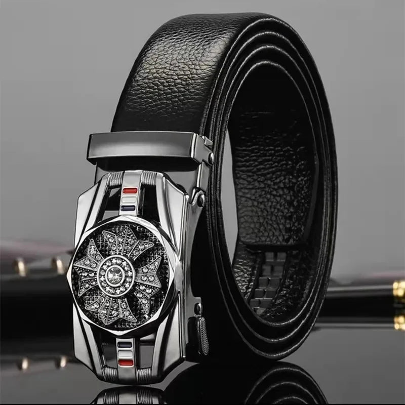 Cinturón Caballero Imperial – Hebilla Automática con Detalles Brillantes