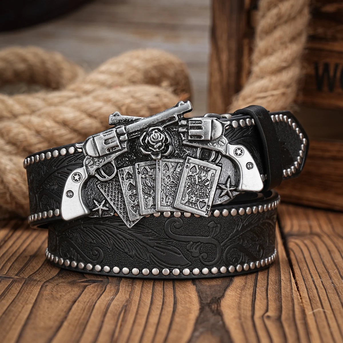 Cinturón Vaquero Retro de Cuero | Estilo Cowboy Western con Hebilla Metálica