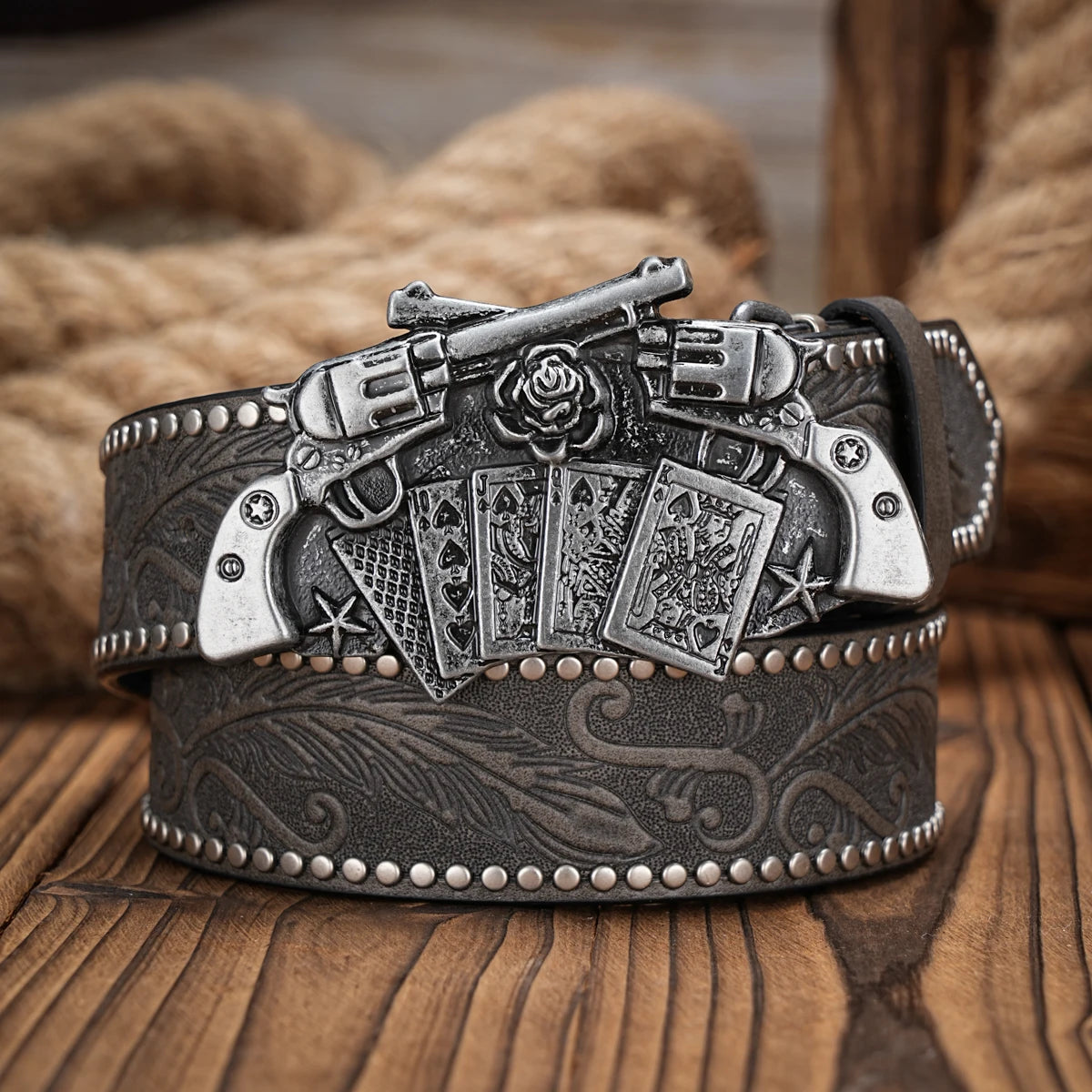 Cinturón Vaquero Retro de Cuero | Estilo Cowboy Western con Hebilla Metálica