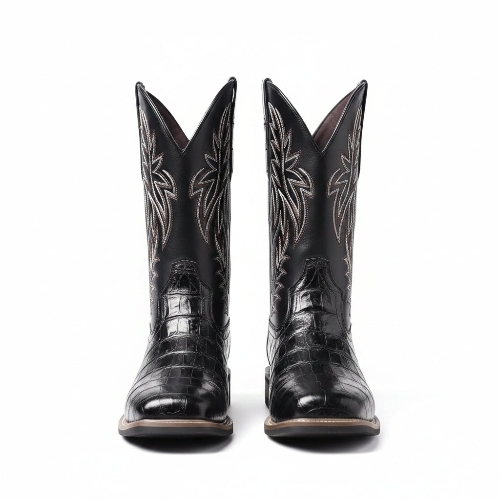 Botas Western Bordadas con Textura de Cocodrilo