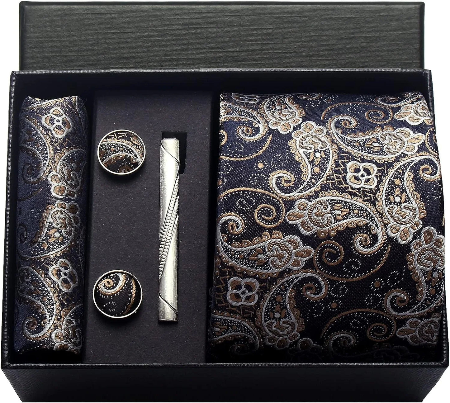 Set de Corbata Nobleza Real Paisley de Seda para Caballero – 5 Piezas